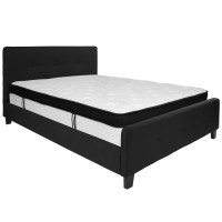 Flash Furniture HG-BMF-23-GG Tribeca Queen Size Tufted Upholstered Platform Bed in Black Fabric with Memory Foam Mattress